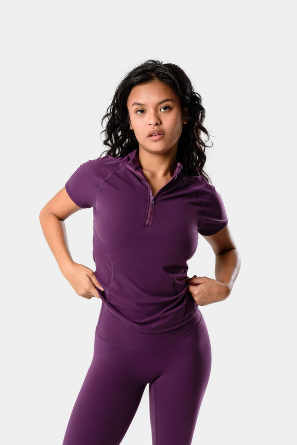 Mia Short Sleeved Top - Blackberry Wine