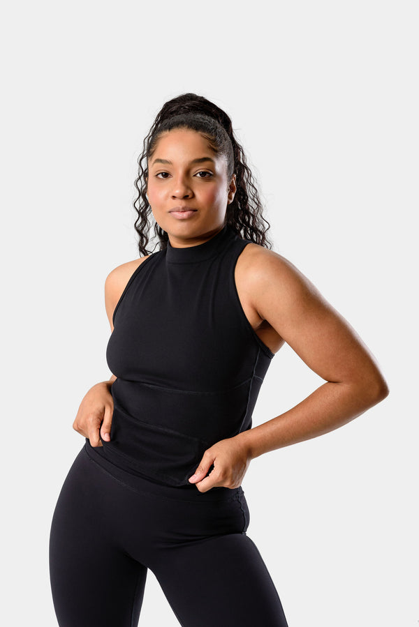 Mia High Neck Top - Black
