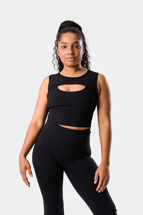 Aria Cutout Waist Tank - Black