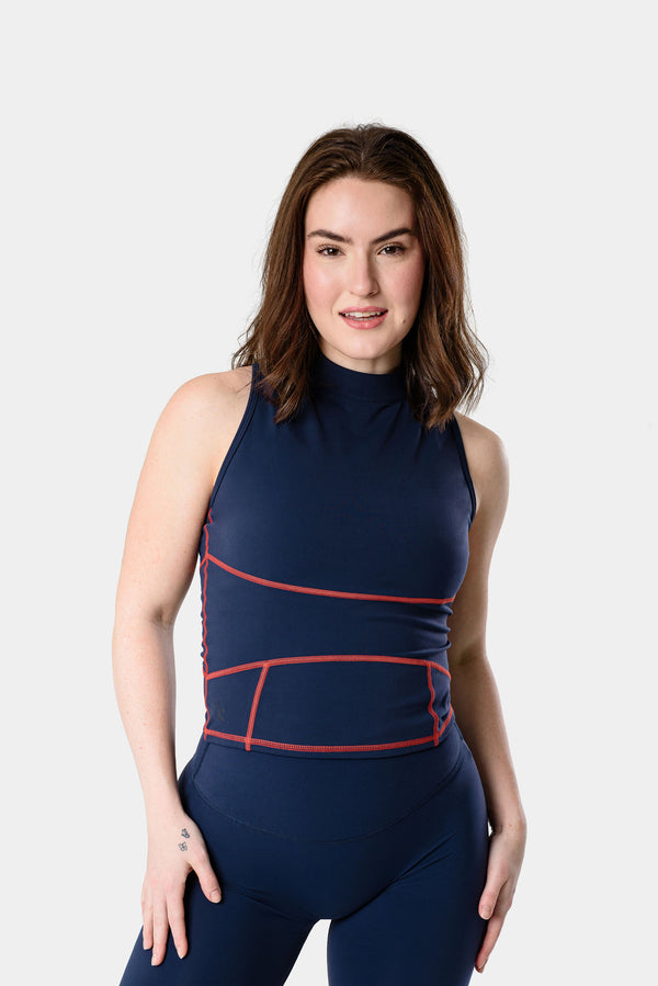 Mia High Neck Top - Dark Iris