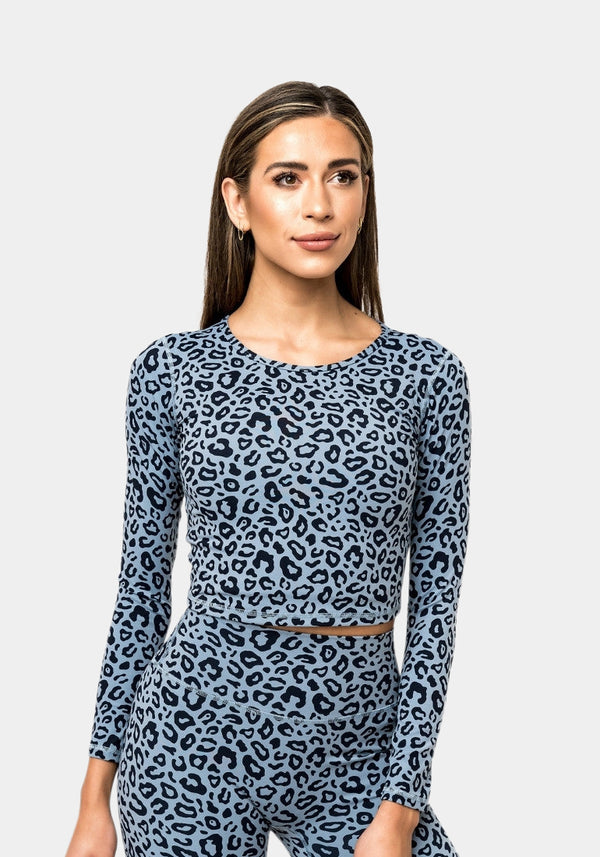 Serenity Long Sleeve Crop - Tempest Leopard