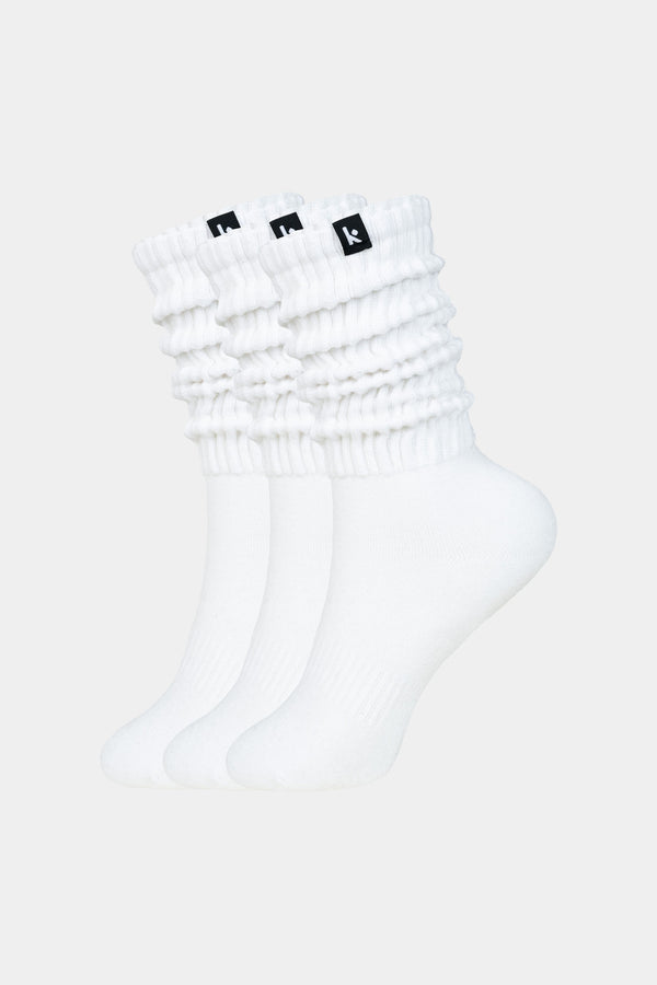 3-Pair Pack Cozy Scrunch Socks - White