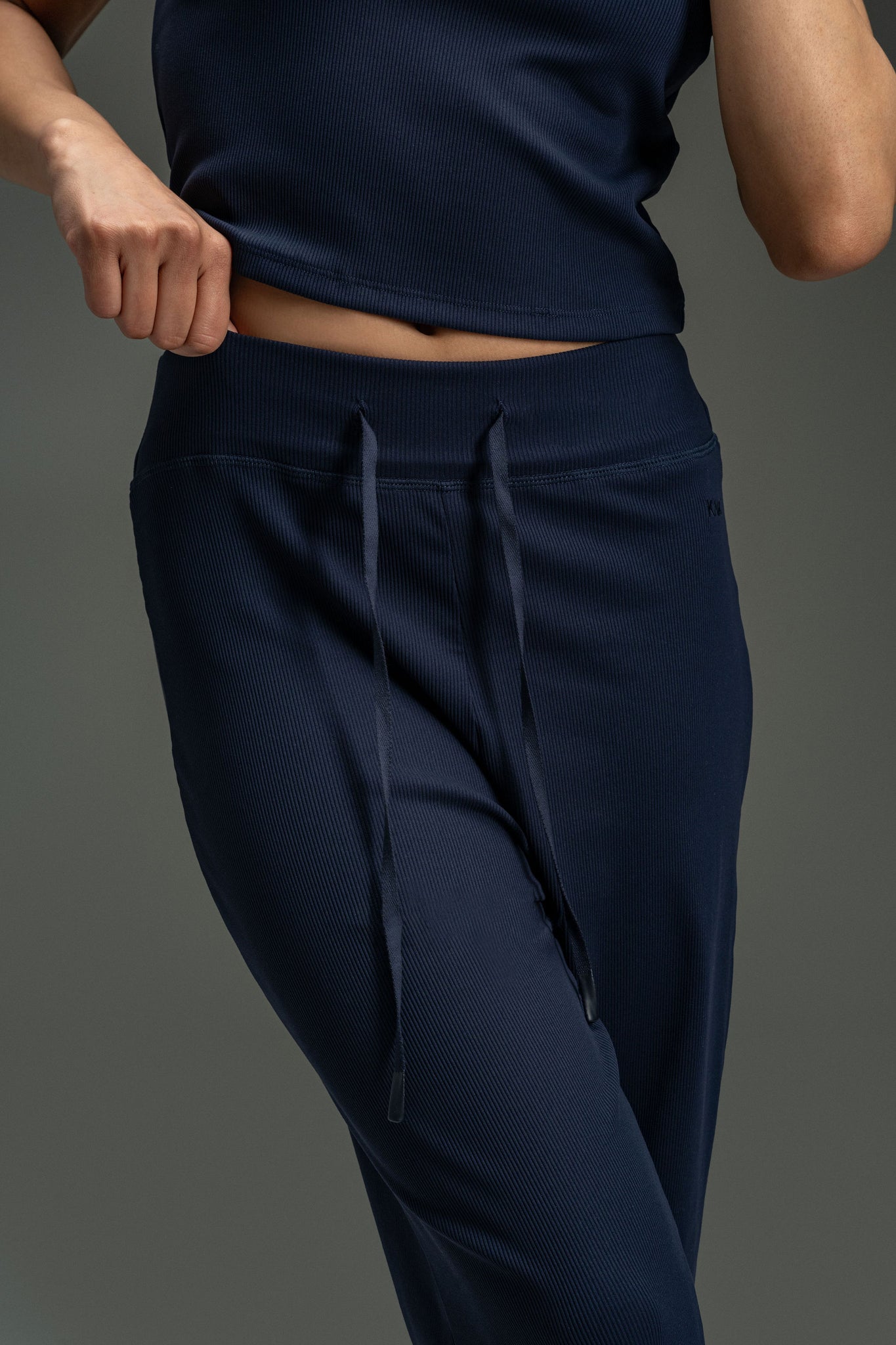 Regular Rib Relaxed Pants 30" - Navy Blue