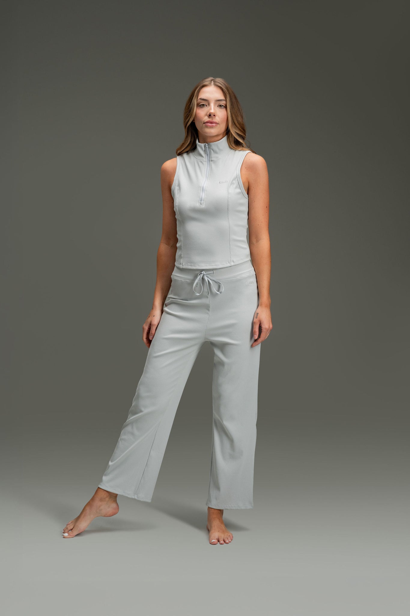 Regular Rib Relaxed Pants 30" - Heather Grey