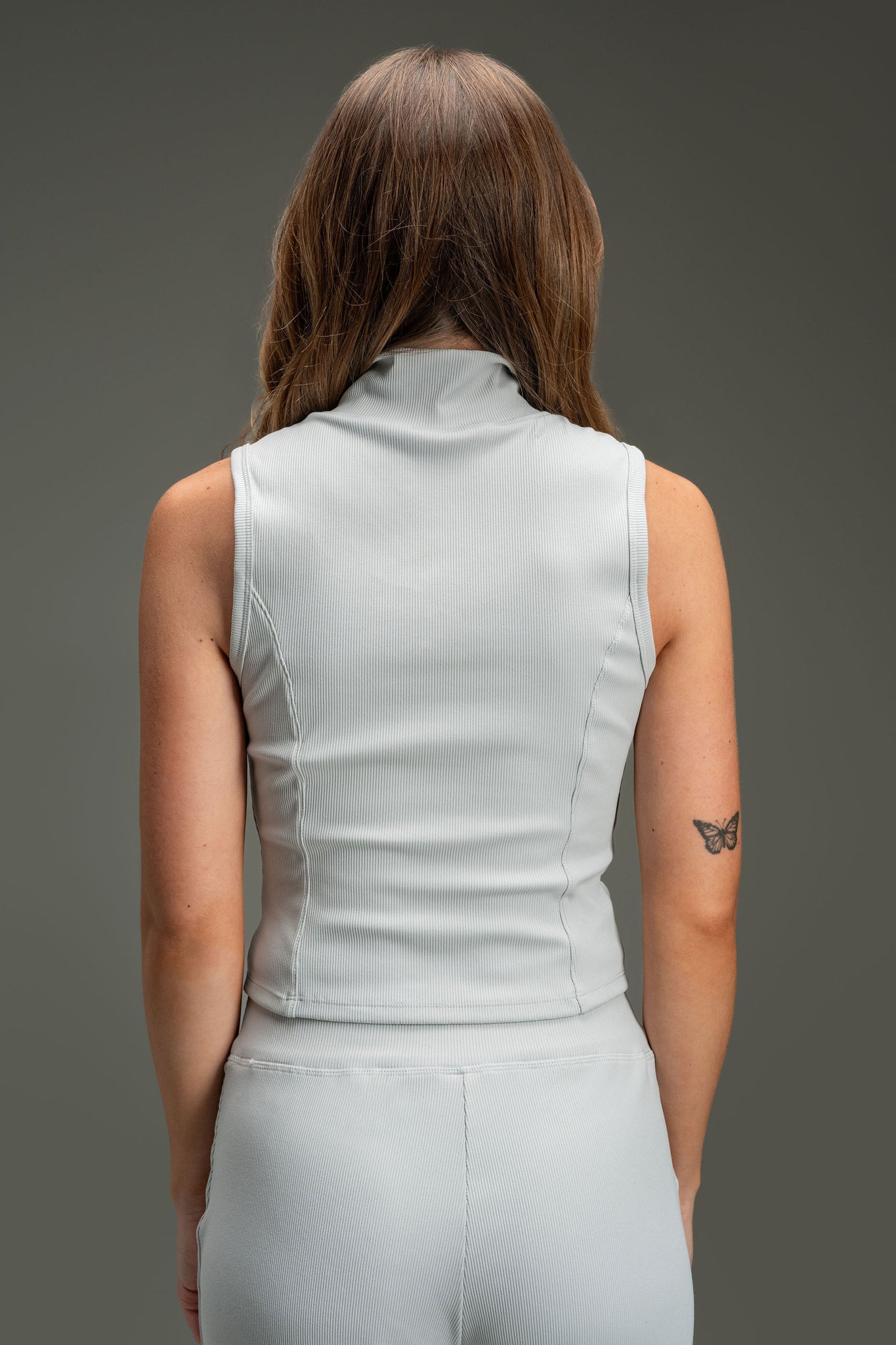 Essential Zipper Sleeveless Top - Heather Grey