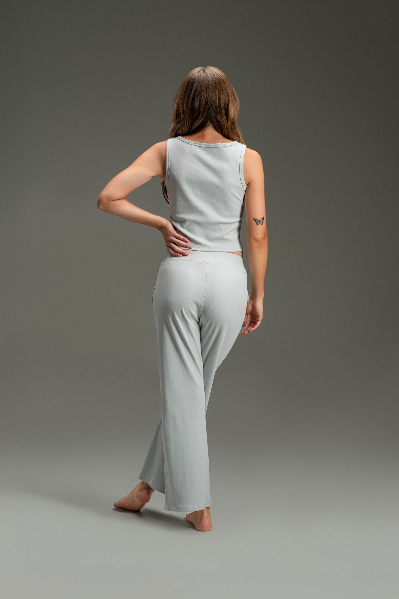 Rib Relaxed Pants 26" - Heather Grey